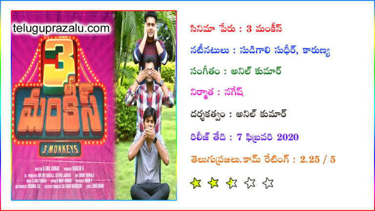 3 Monkeys 2020 Telugu Movie Review – Telugu News, Movies and More